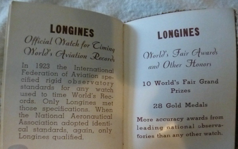 Longines mini booklet aviation records