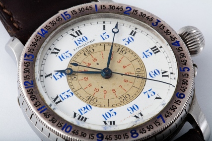 Longines Lindbergh Hour Angle owned by Publio Magini used on a WWII spy mission flight from Rome to Tokyo in June 1942.  The dial signed A.Cairelli supplied by Antonio Cairelli