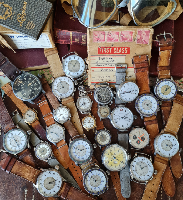 Vintage Pilots watches Longines, breitling, eberhard, zenith WEEMS, hour-angle, Lindbergh