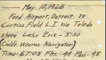 Lindbergh, Flight log, Weems, navigator, navigation, avigation