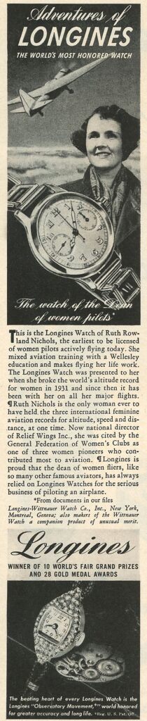 Ruth Rowland Nichols Longines ad