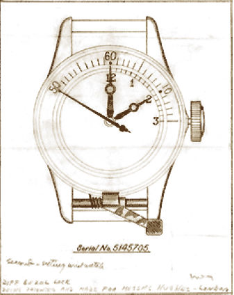 Longines Weems thumb lock prototype drawing