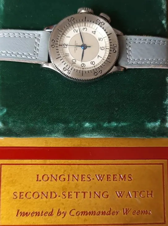 Longines steel Weems new second-setting watch rotating bezel 