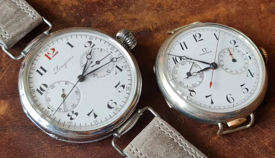 1917 Longines Big Russian and Omega's first wrist chrono from 1915