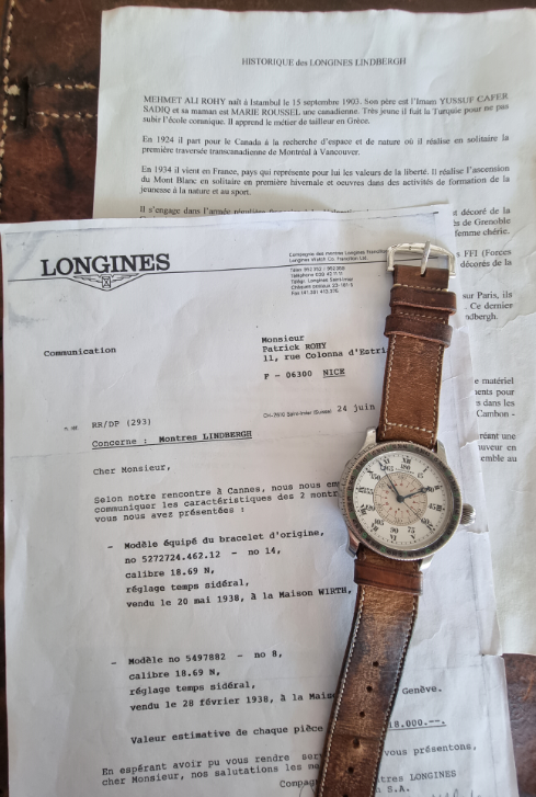 Longines vintage 1930's original Lindbergh hour angle belonging to the Lone Wolf who got from the Kilted Killer