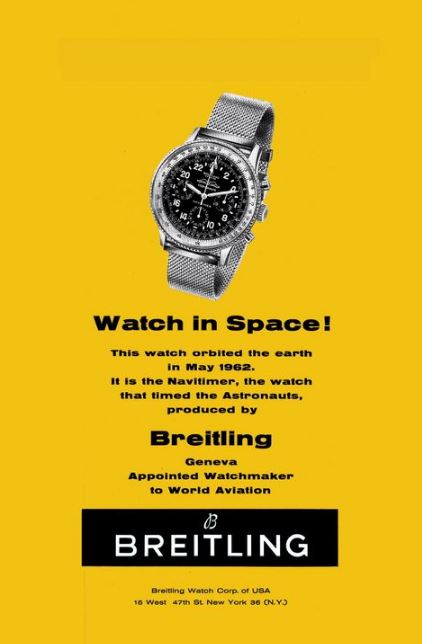 Breitling cosmonaute ad first watch in space